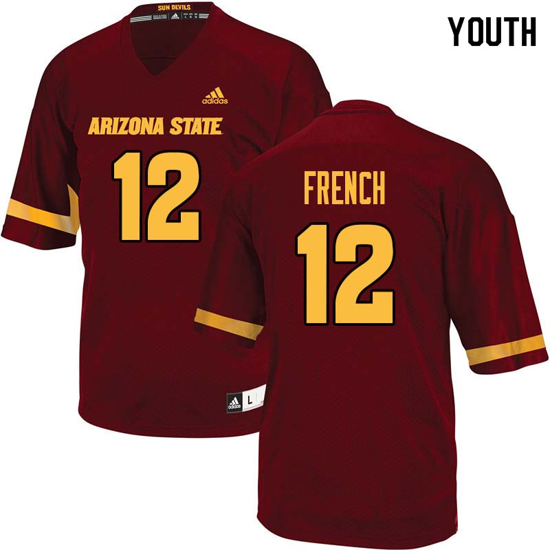 Youth #12 Cody French Arizona State Sun Devils College Football Jerseys Sale-Maroon